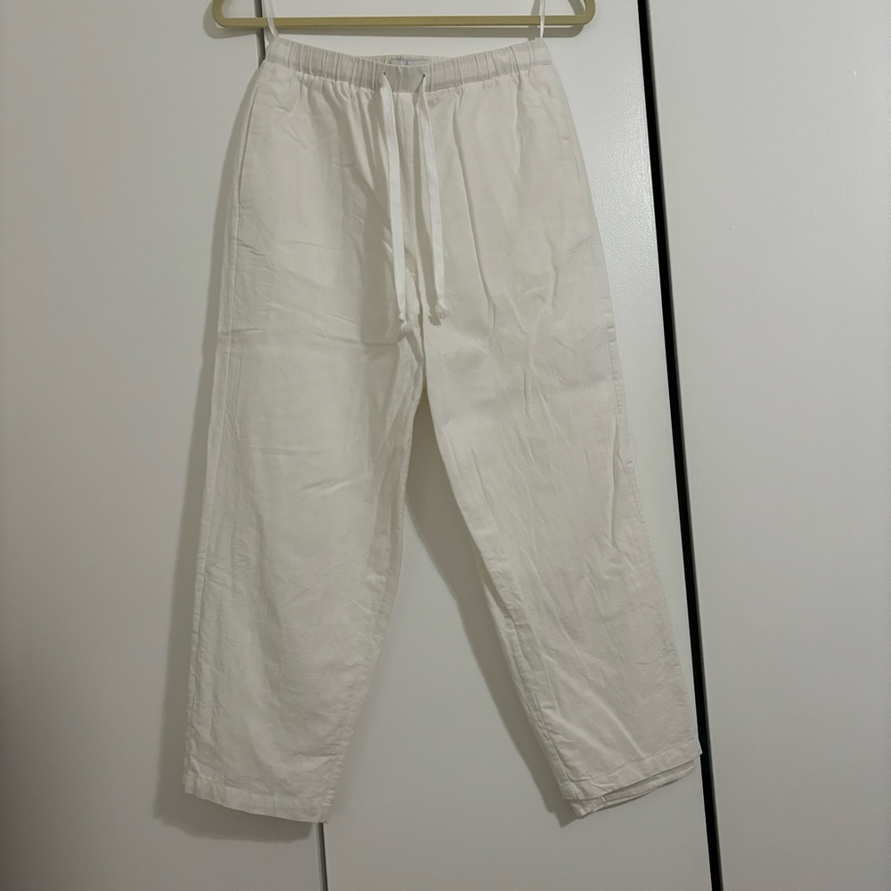 White Cropped Linen Pants